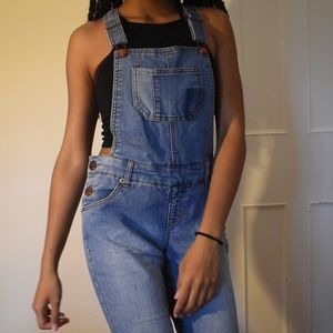 Cropped Denim Overalls